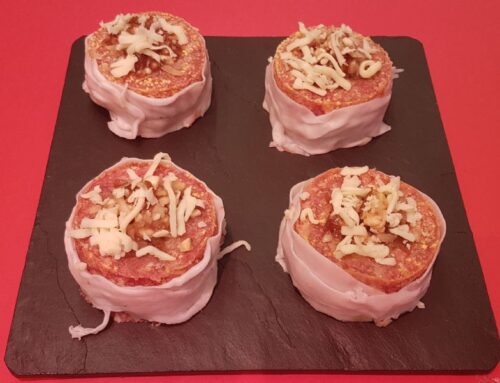 Couland de carne relleno de queso azul y cebolla caramelizada o de jamón y setas